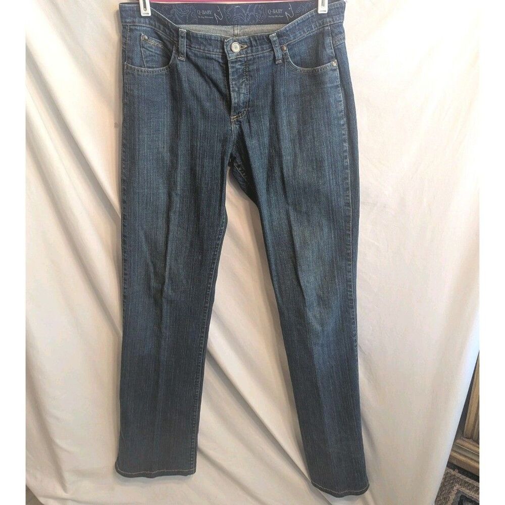 Wrangler Q-Baby Jeans Women 11/12 x 36 Bootcut Riding Stretch Blue Denim